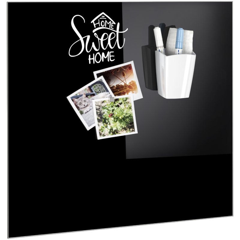 CEP porte-stylos GLASS BOARD, magnétique, noir, 2 compartiments